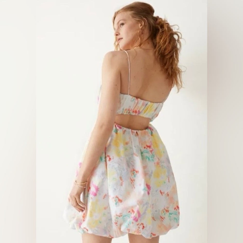 & Other Stories Floral Mini Bubble Dress